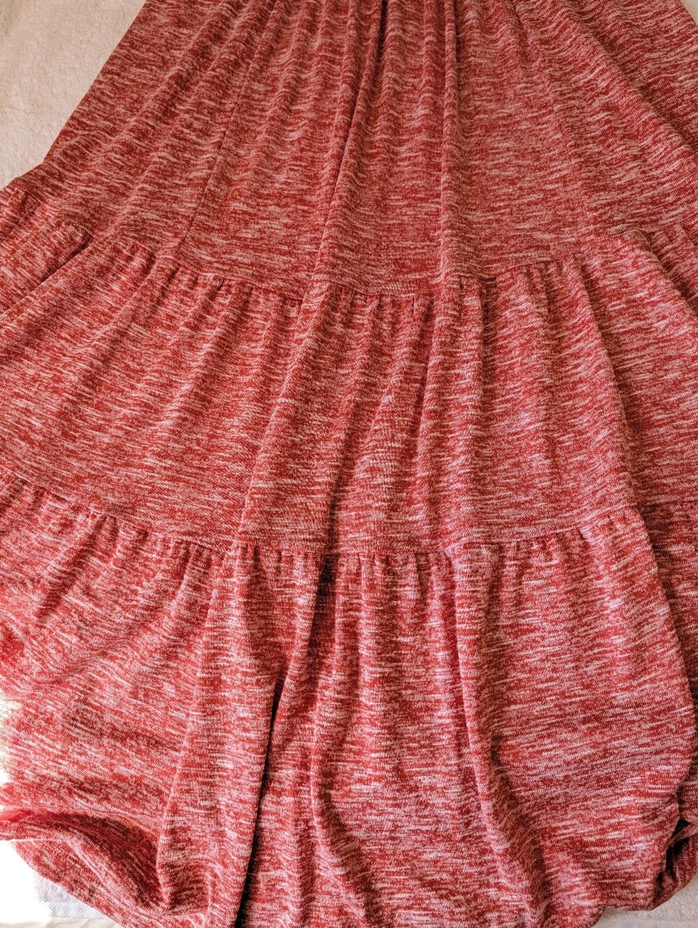 Lou & Grey for LOFT Coral Heather Knit Smocked Tiered Maxi Dress XS - Picture 4 of 9